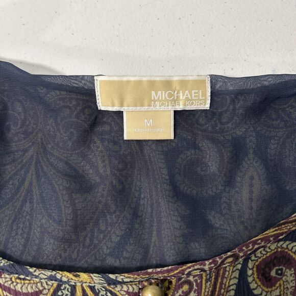 Michael Kors Babydoll Blouse Womens M Silk Gypsy Handkerchief Hem Fairycore - Picture 5 of 8